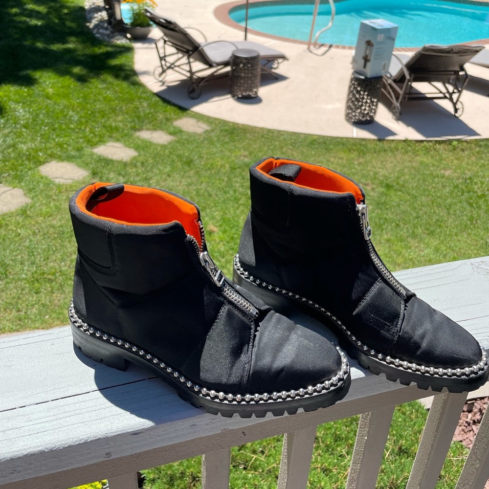 Alexander Wang Black Cooper Studded Canvas Boots